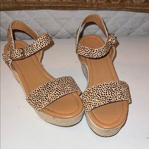 J. Crew Black Spotted Tan Wedges